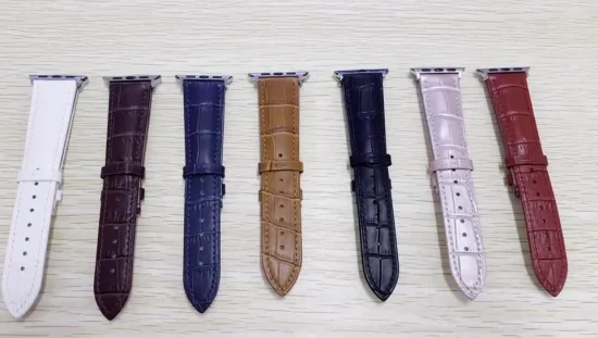 Preço de fábrica de boa qualidade 38mm 42mm padrão de crocodilo pulseira de relógio de couro real