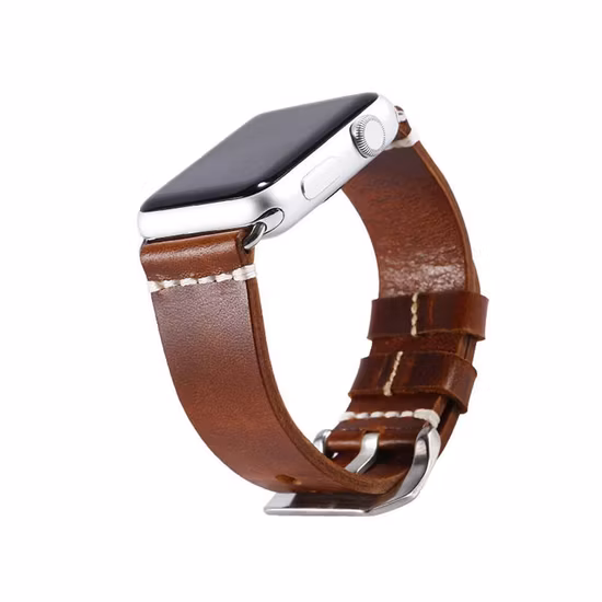 Pulseira de relógio com design personalizado, pulseira de couro marrom, pulseira de relógio Apple
