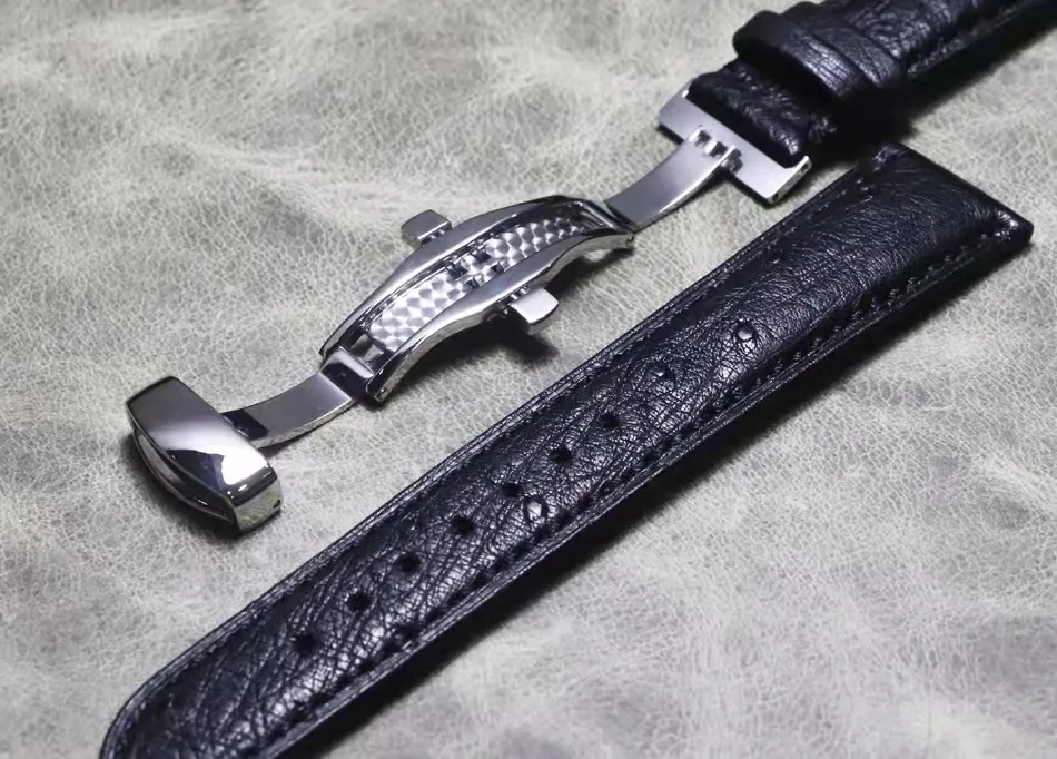 Pulseira de couro genuíno de avestruz